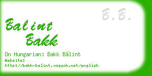 balint bakk business card